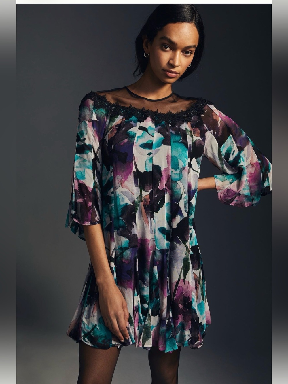 By Anthropologie Flutter-Sleeve Dress
